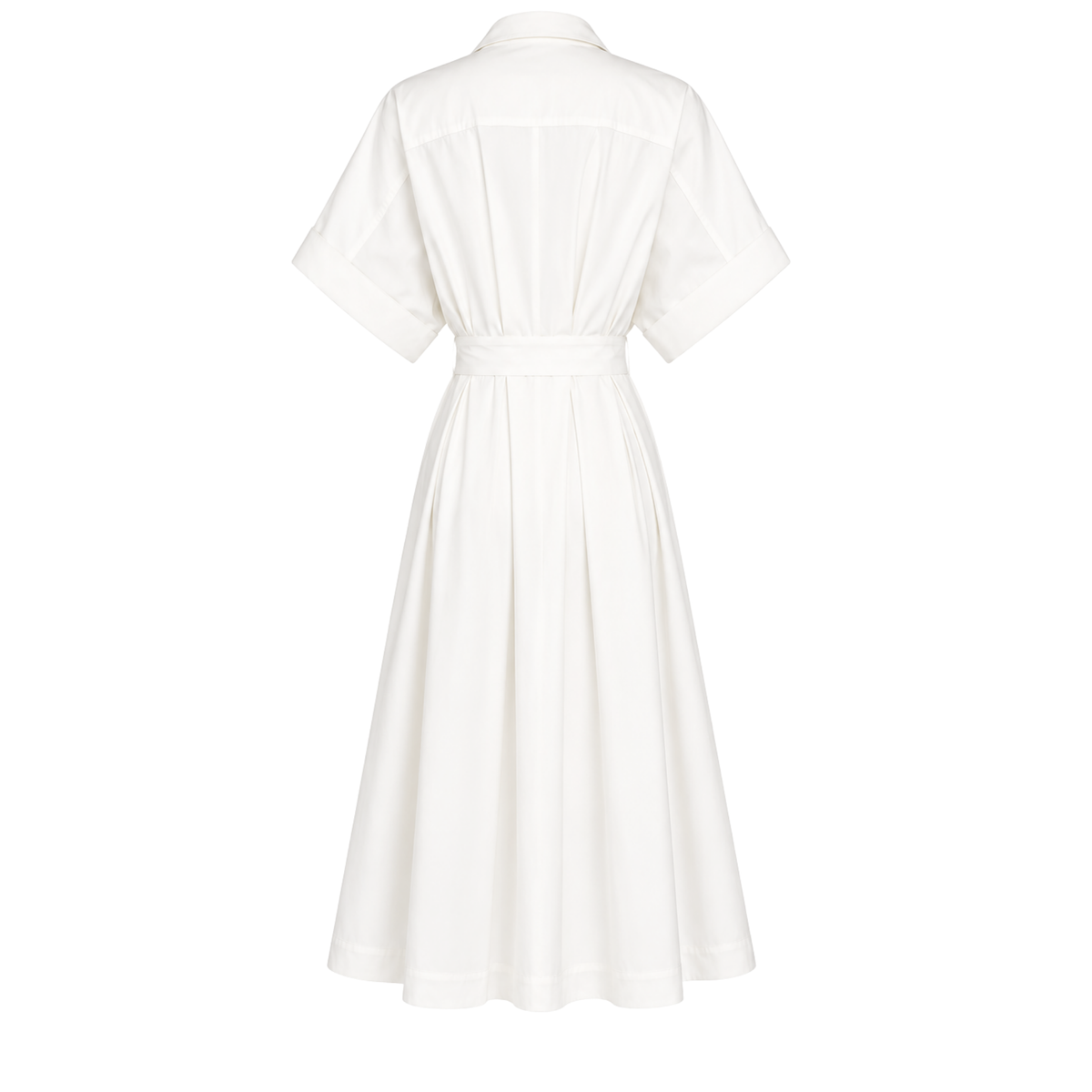 BELTED WAIST PLEAT DETAIL DROP SHOULDER DRESS ECRU