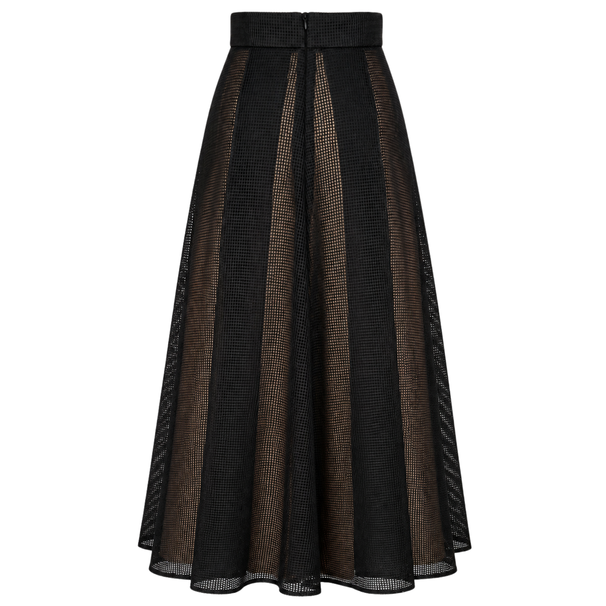 MESH DETAIL PLEATED SKIRT BLACK