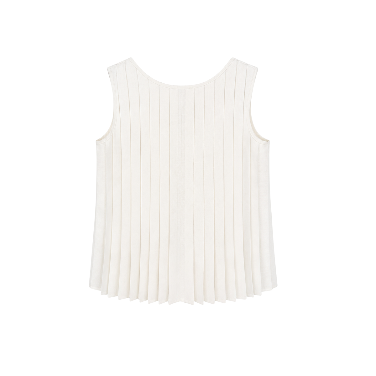 PLEATED SLEEVELESS LINEN BLOUSE ECRU