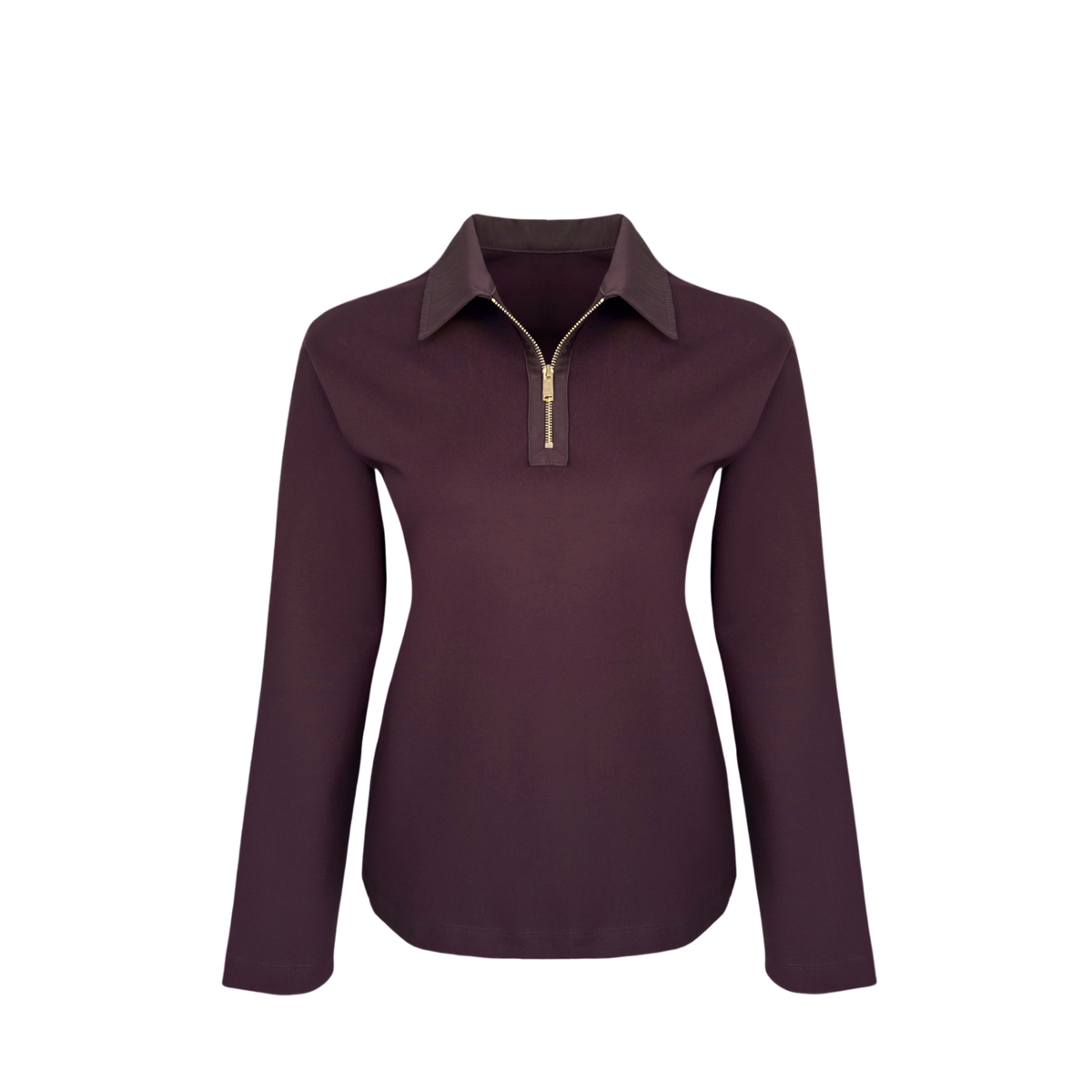 FABRIC MIX ZIP COLLAR SWEATSHIRT BURGUNDY
