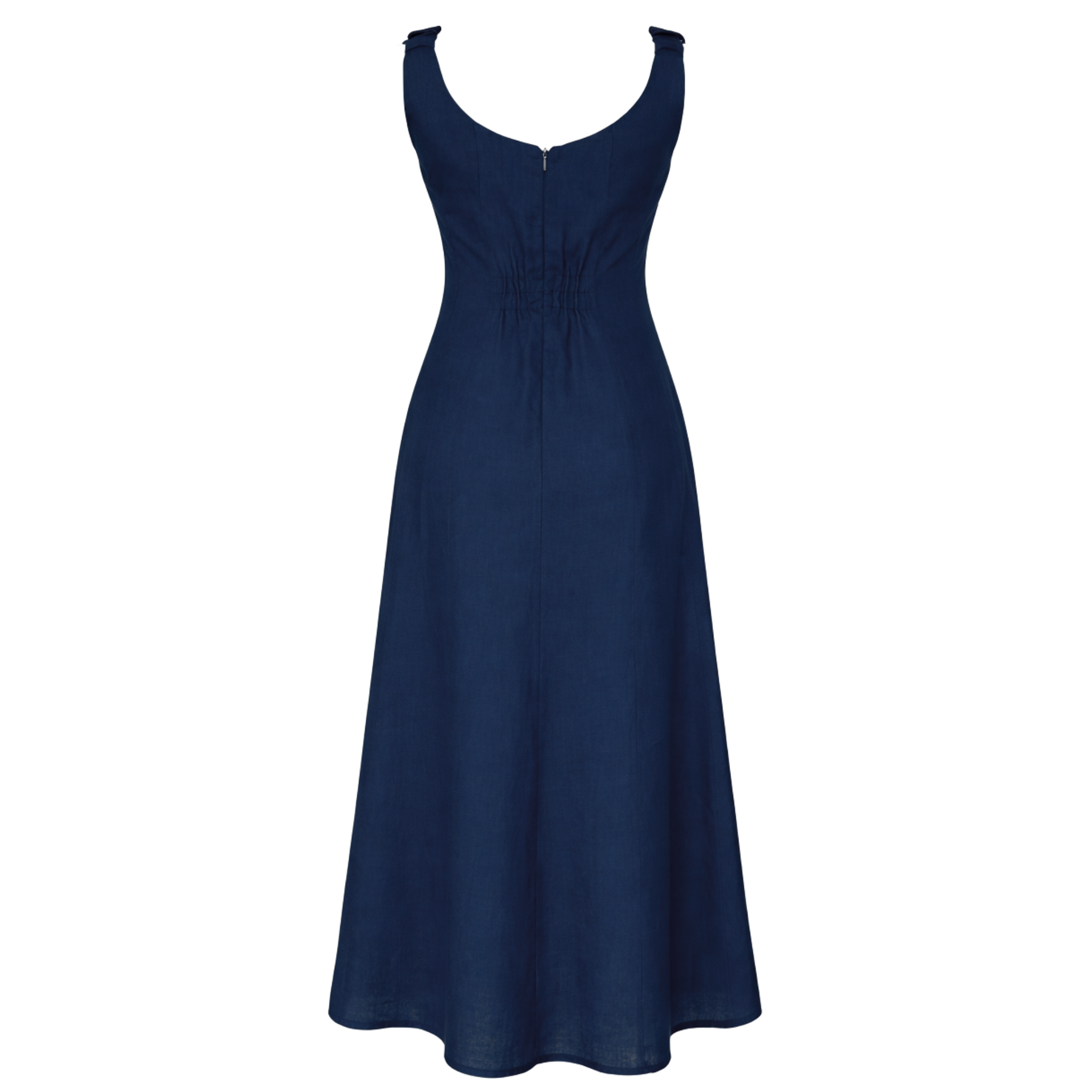 100% LINEN RELAXED FIT SLEEVELESS DRESS NAVY