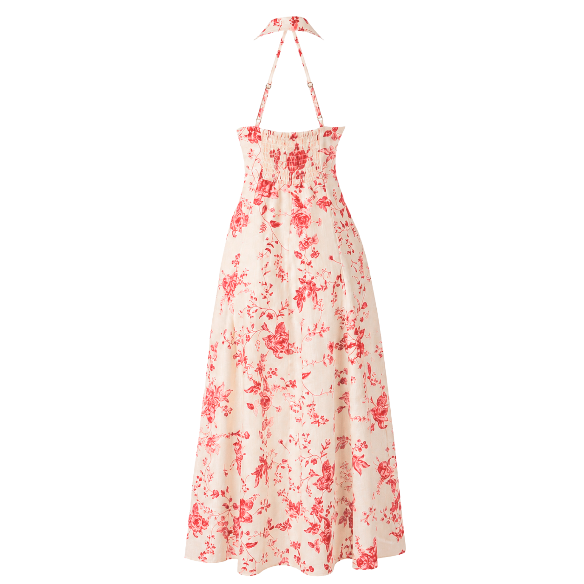BACK DETAIL FLORAL PRINT DRESS CORAL