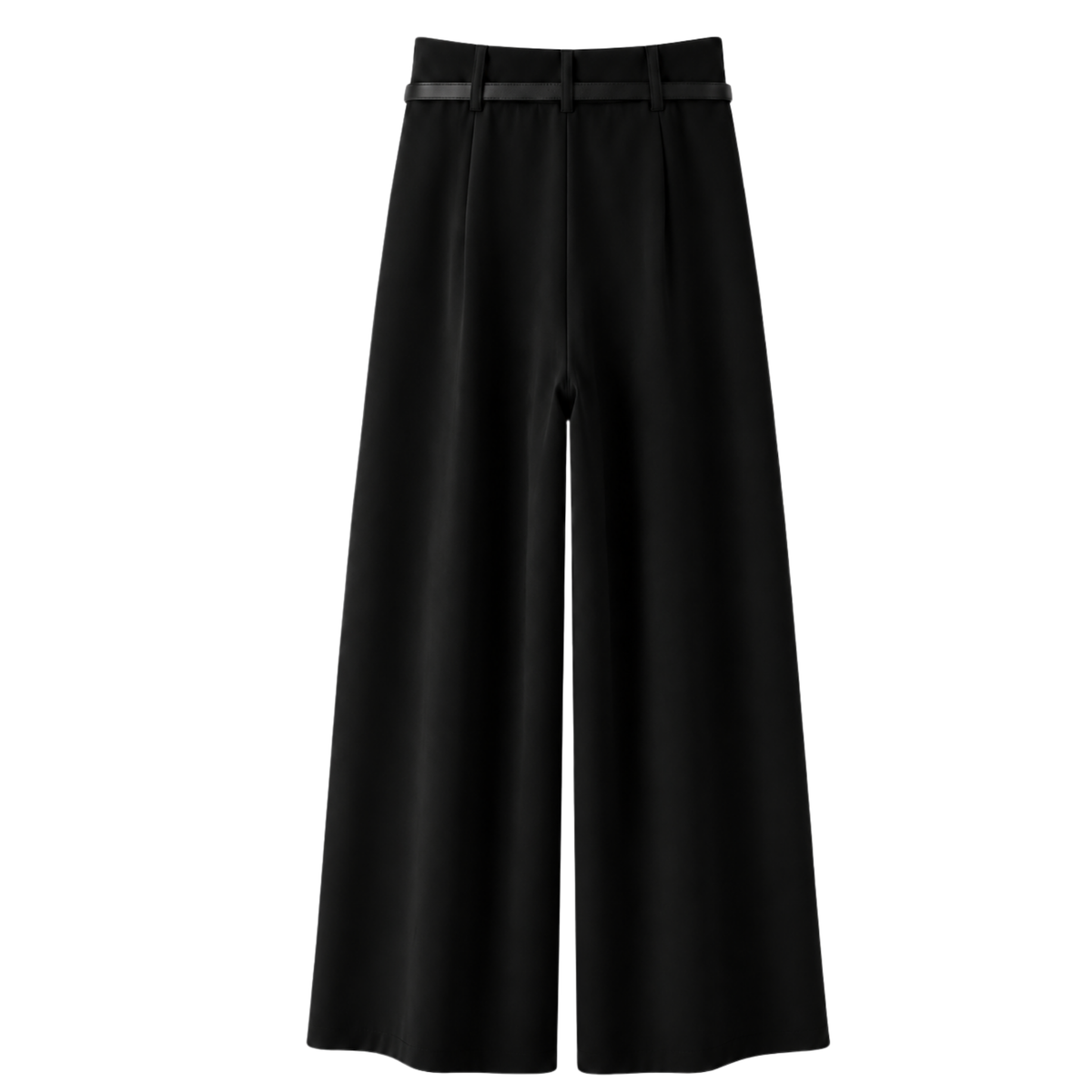 FLOWY BELT DETAIL WIDE LEG TROUSERS BLACK