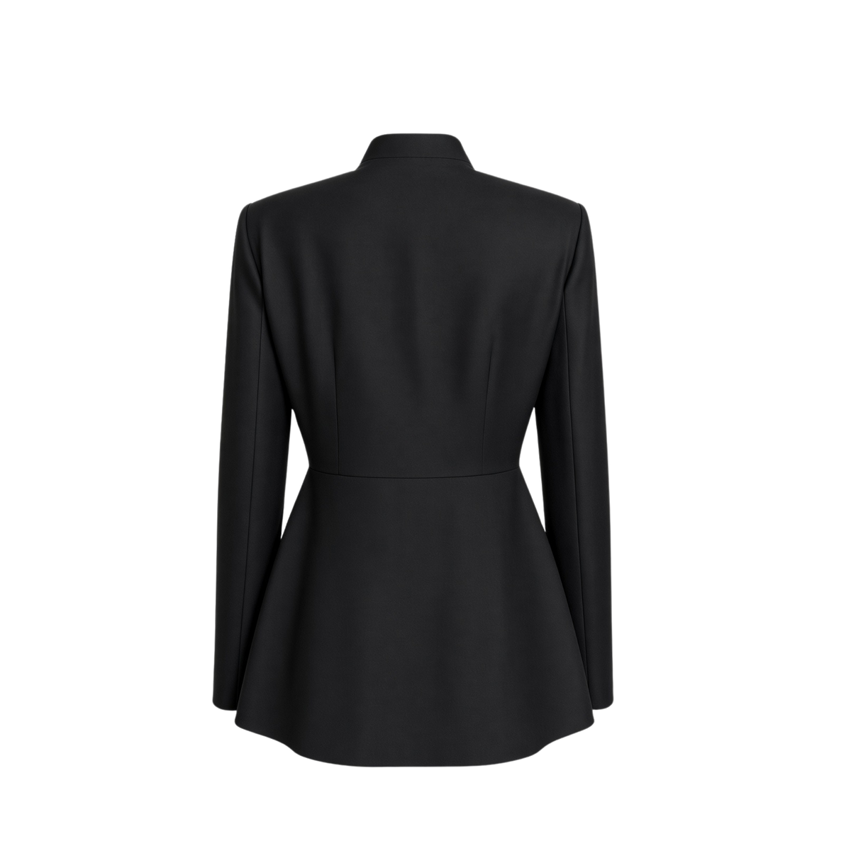 STAND COLLAR DECORATIVE BUTTON JACKET AND TROUSER SET BLACK