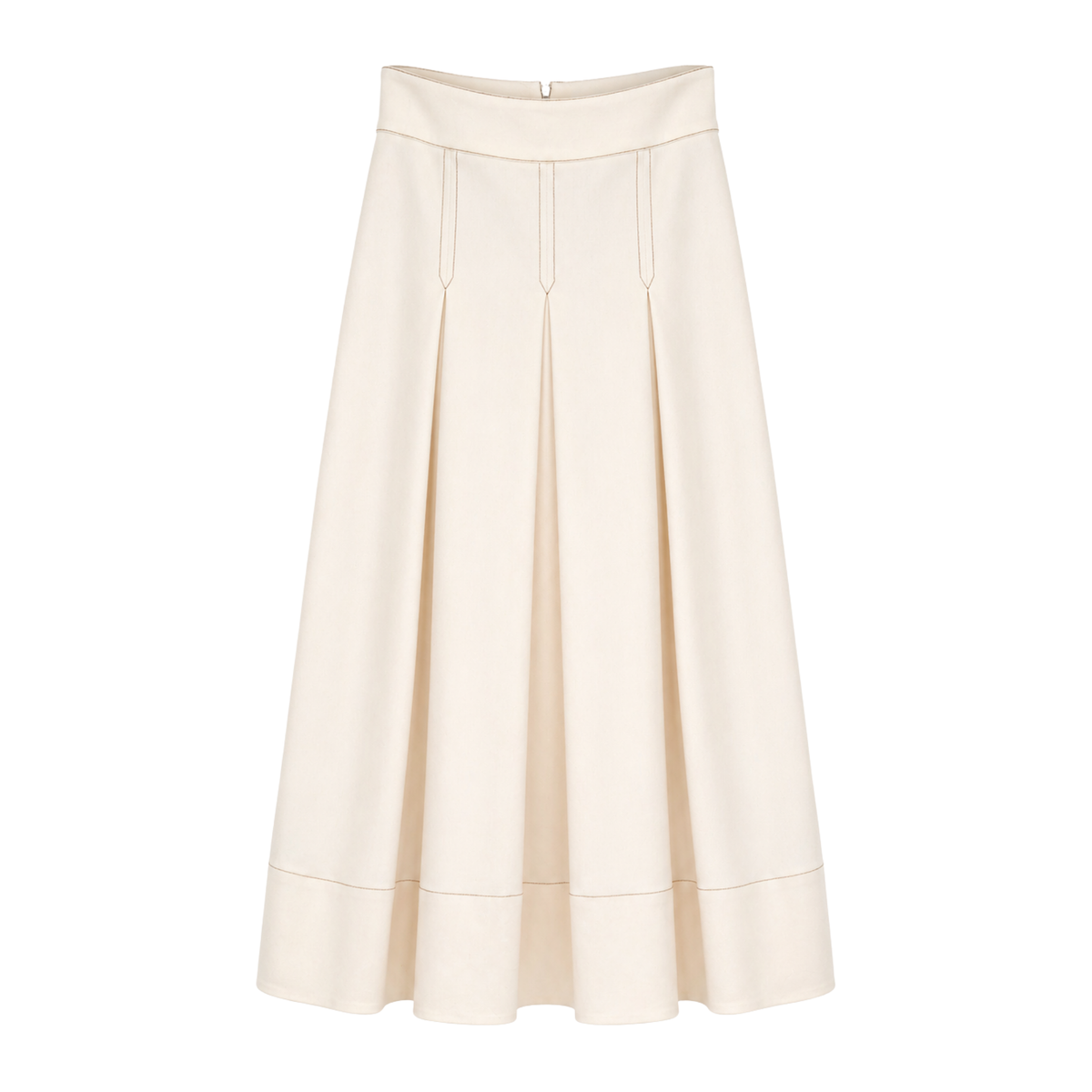 PLEAT DETAIL VEST AND SKIRT SET ECRU