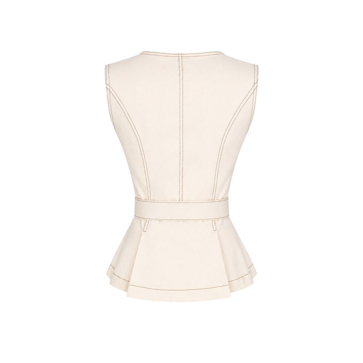 PLEAT DETAIL VEST AND SKIRT SET ECRU