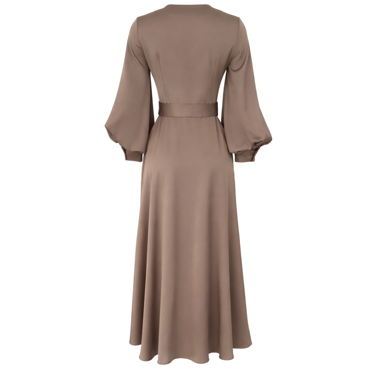 STONE-EMBROIDERED WAIST SASH DETAIL DRESS MINK
