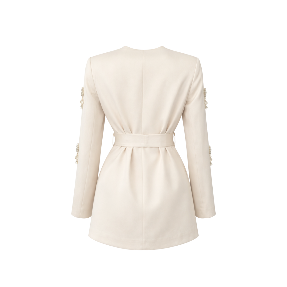 STONE-EMBROIDERED BELTED WAIST SATIN SET STONE
