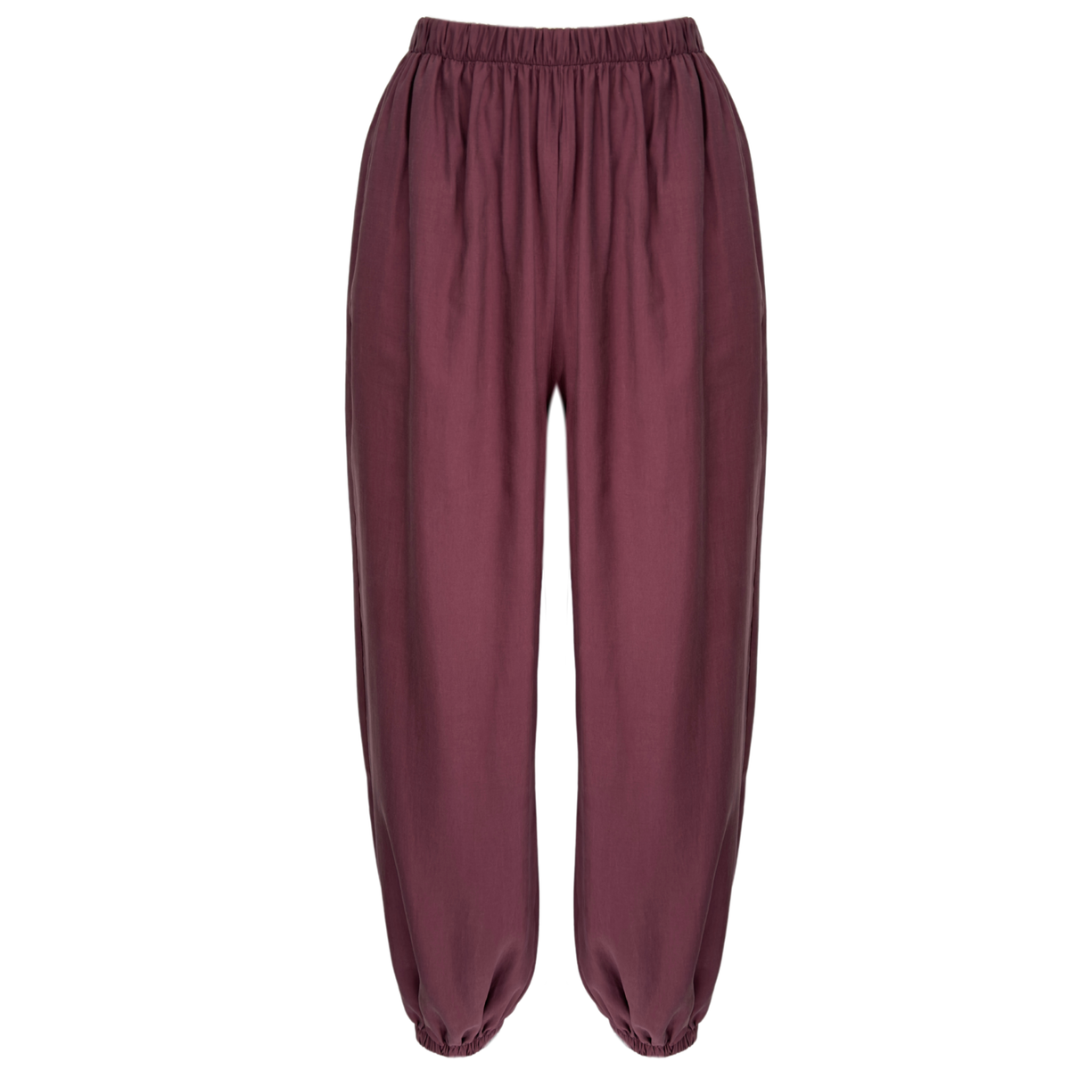 TIE WAIST DETAIL TENCEL SET BURGUNDY