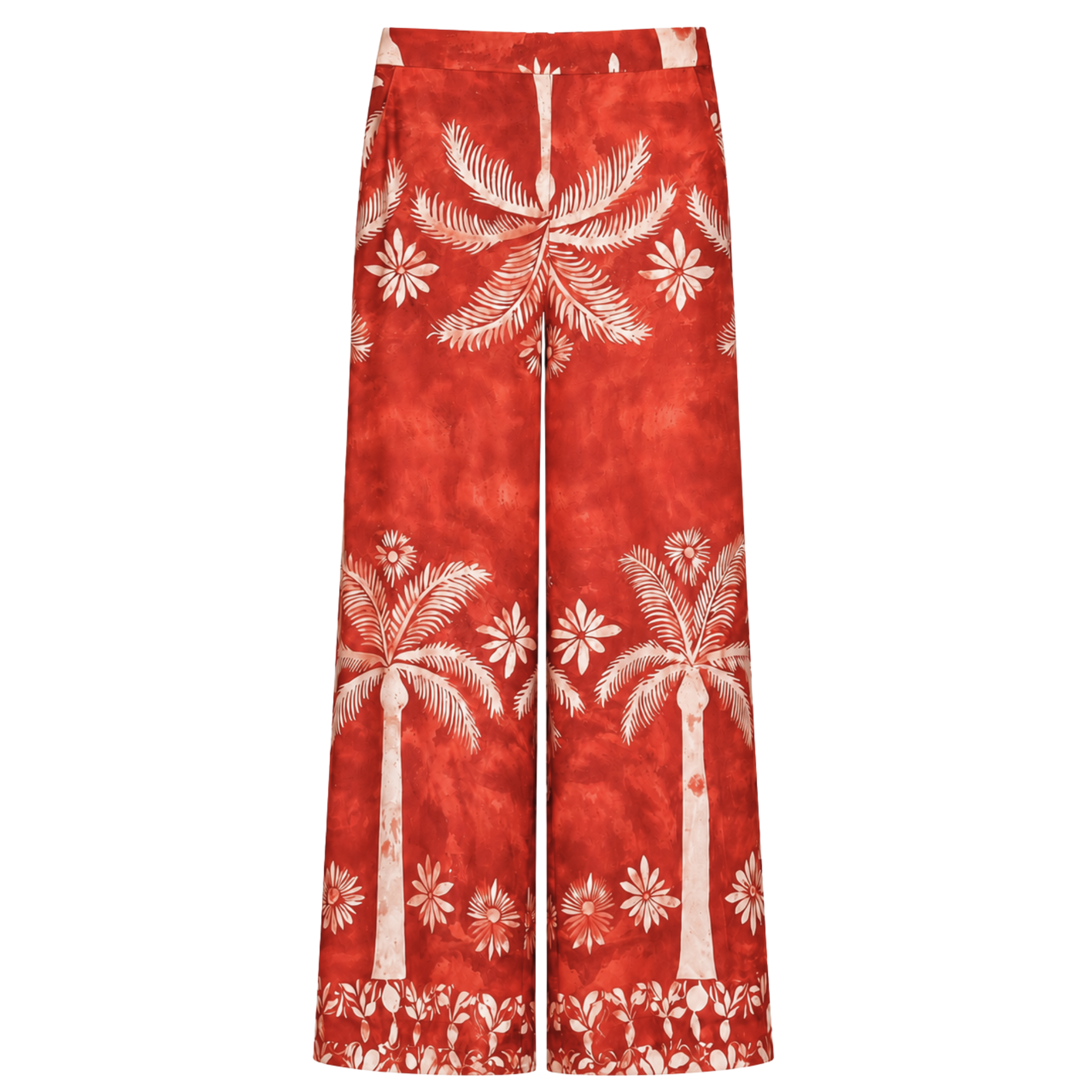 TROPICAL PRINT ASYMMETRIC NECKLINE SET CORAL