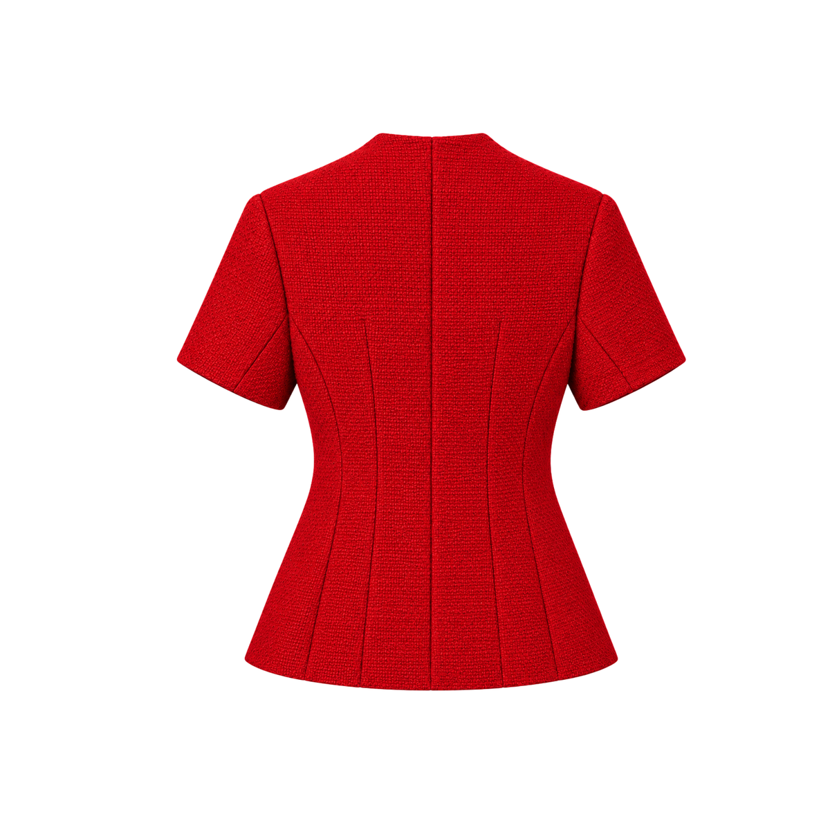 SHORT SLEEVE TWEED JACKET AND SKIRT SUIT GOLD BUTTONS RED
