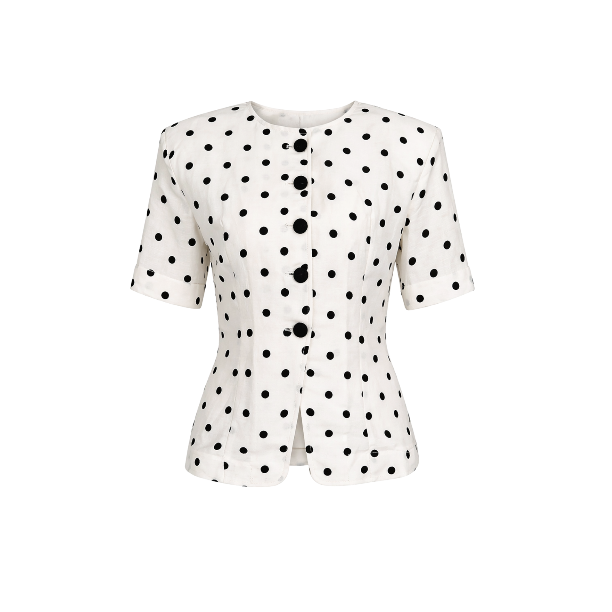PADDED SHOULDERS POLKA DOT PATTERN JACKET