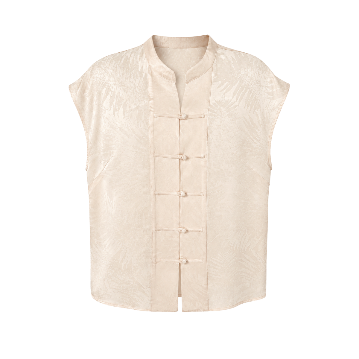 BUTTON DETAIL FLORAL PRINT JACQUARD SET VANILLA