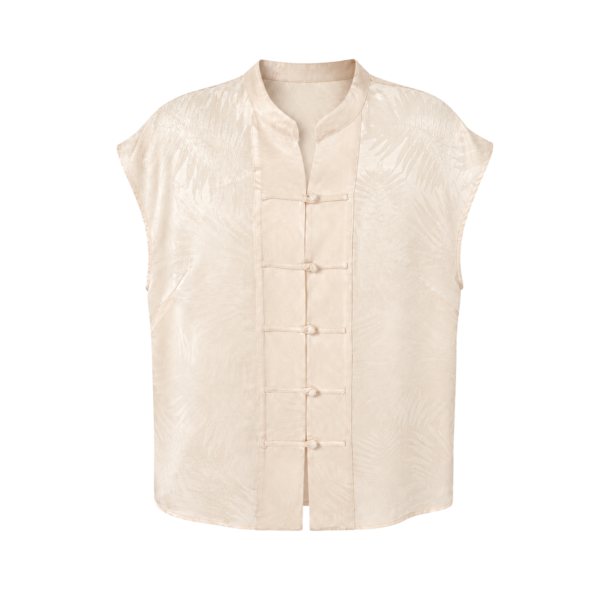 BUTTON DETAIL FLORAL PRINT JACQUARD SET VANILLA