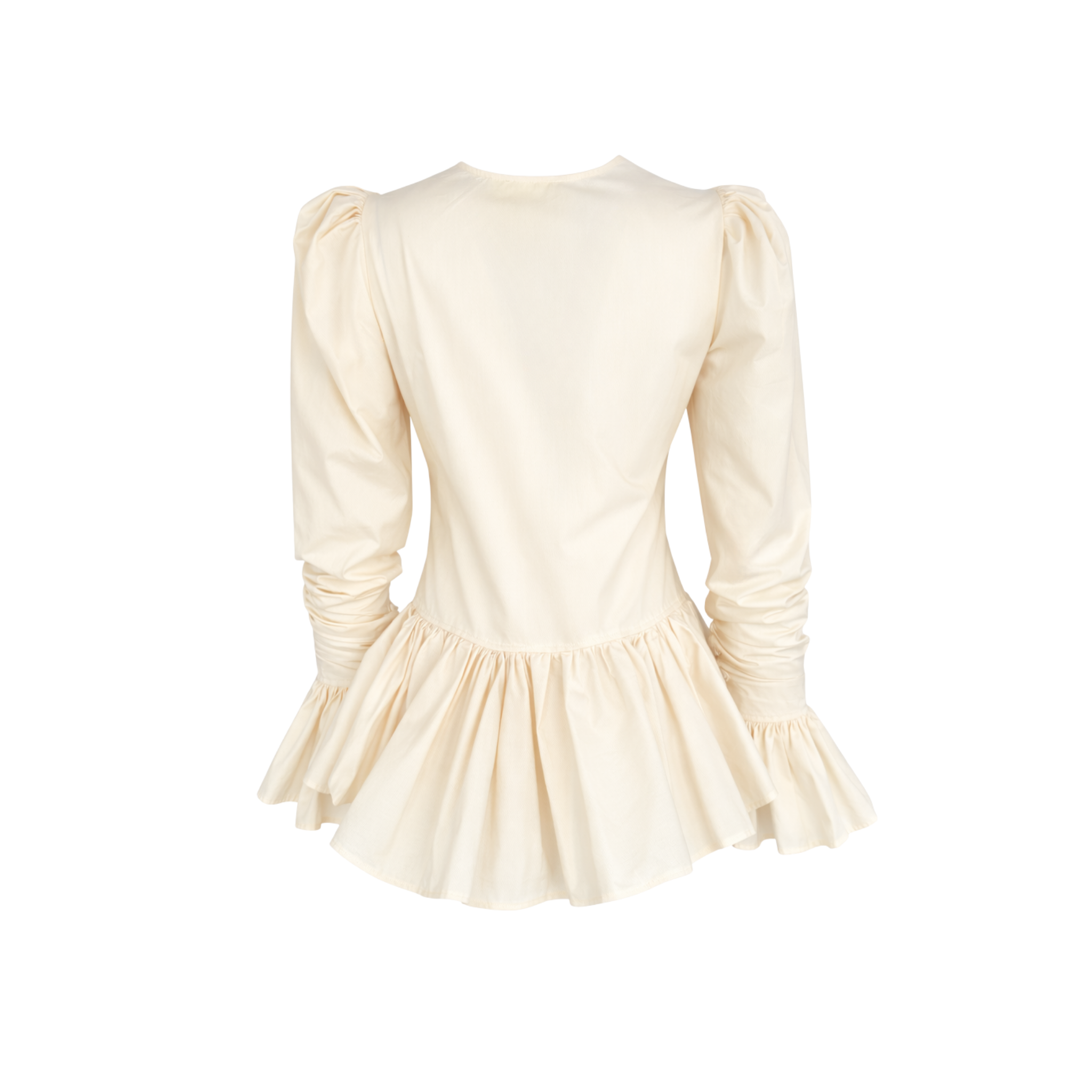 100% COTTON FRILL DETAIL BLOUSE CREAM