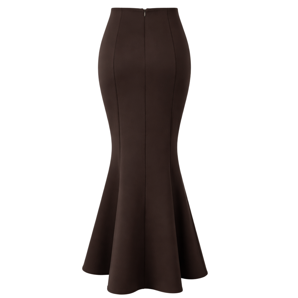 MIDI LENGTH RUFFLED SKIRT DARK BROWN