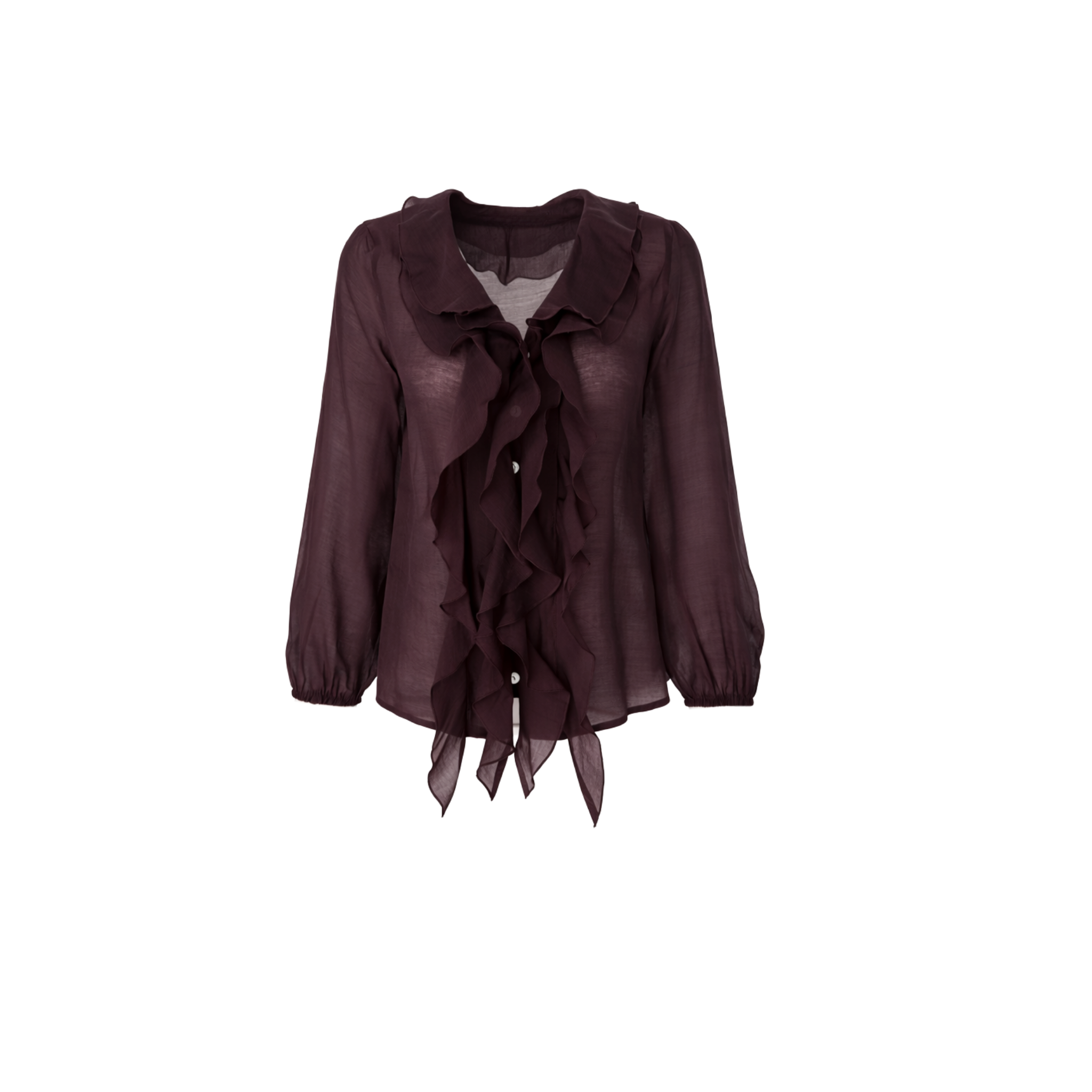 TENCEL FABRIC RUFFLED BLOUSE BURGUNDY