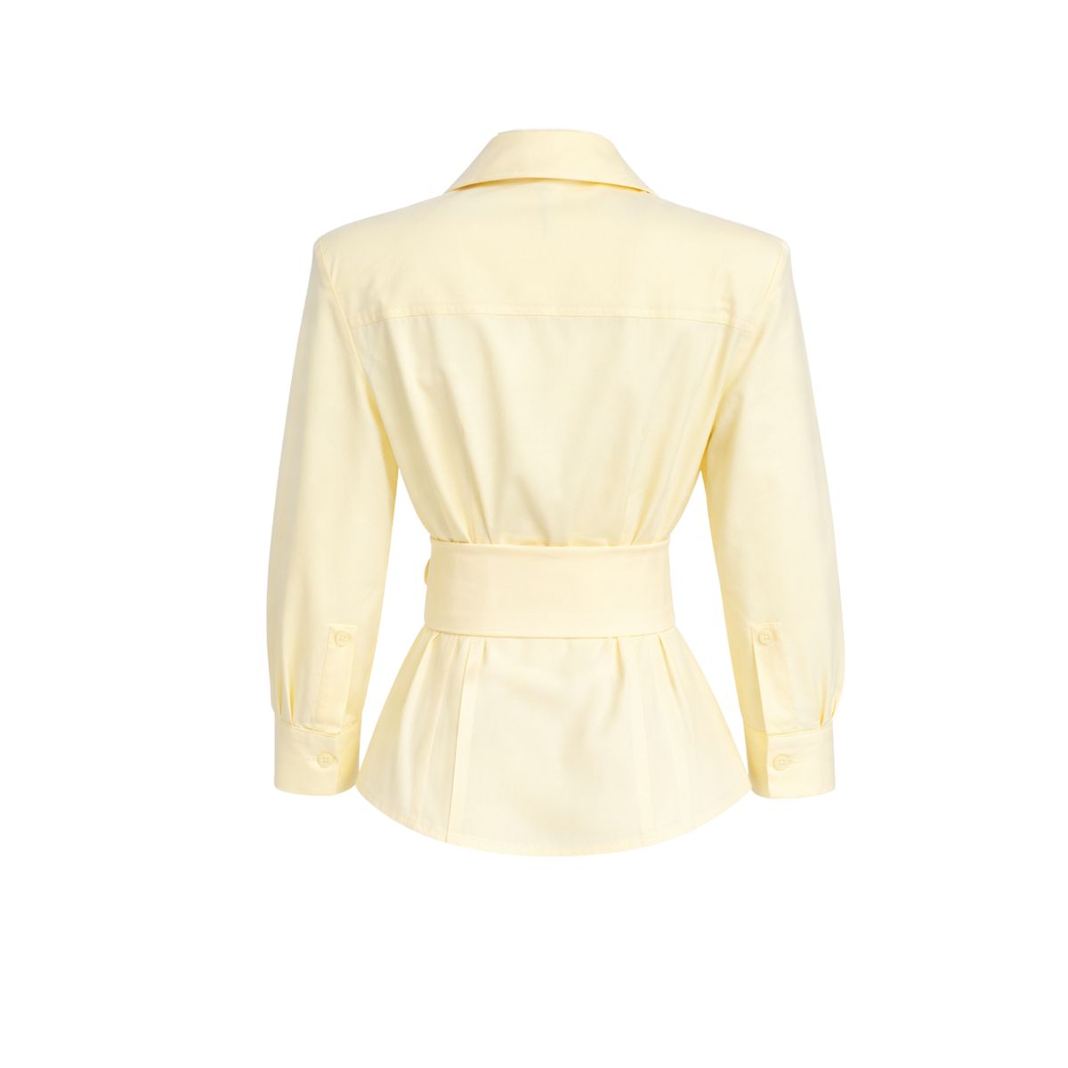 WAIST SASH DETAIL DESIGN COTTON SHIRT YELLOW