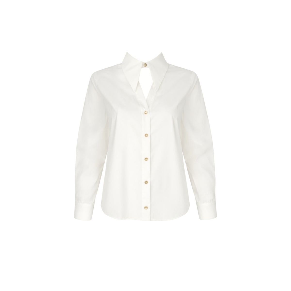 CUT-OUT COLLAR GOLD BUTTON DETAIL SHIRT ECRU