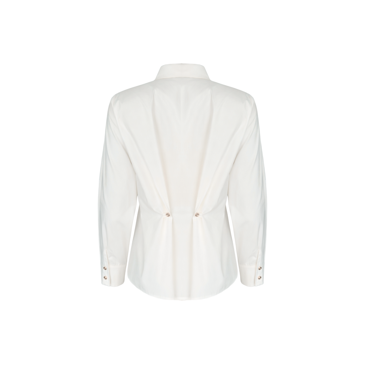 CUT-OUT COLLAR GOLD BUTTON DETAIL SHIRT ECRU
