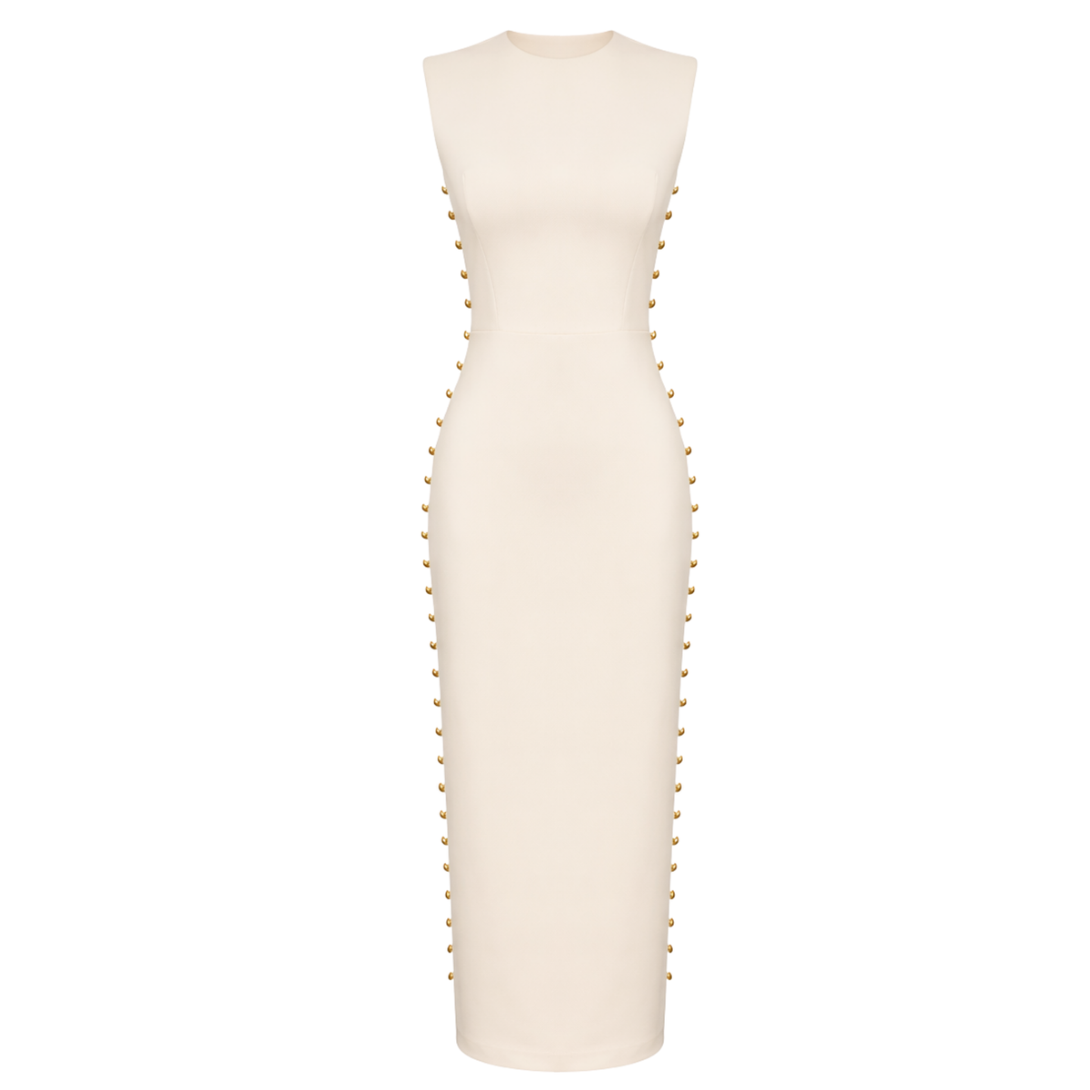 ACCESSORY SIDES DETAIL PENCIL DRESS ECRU