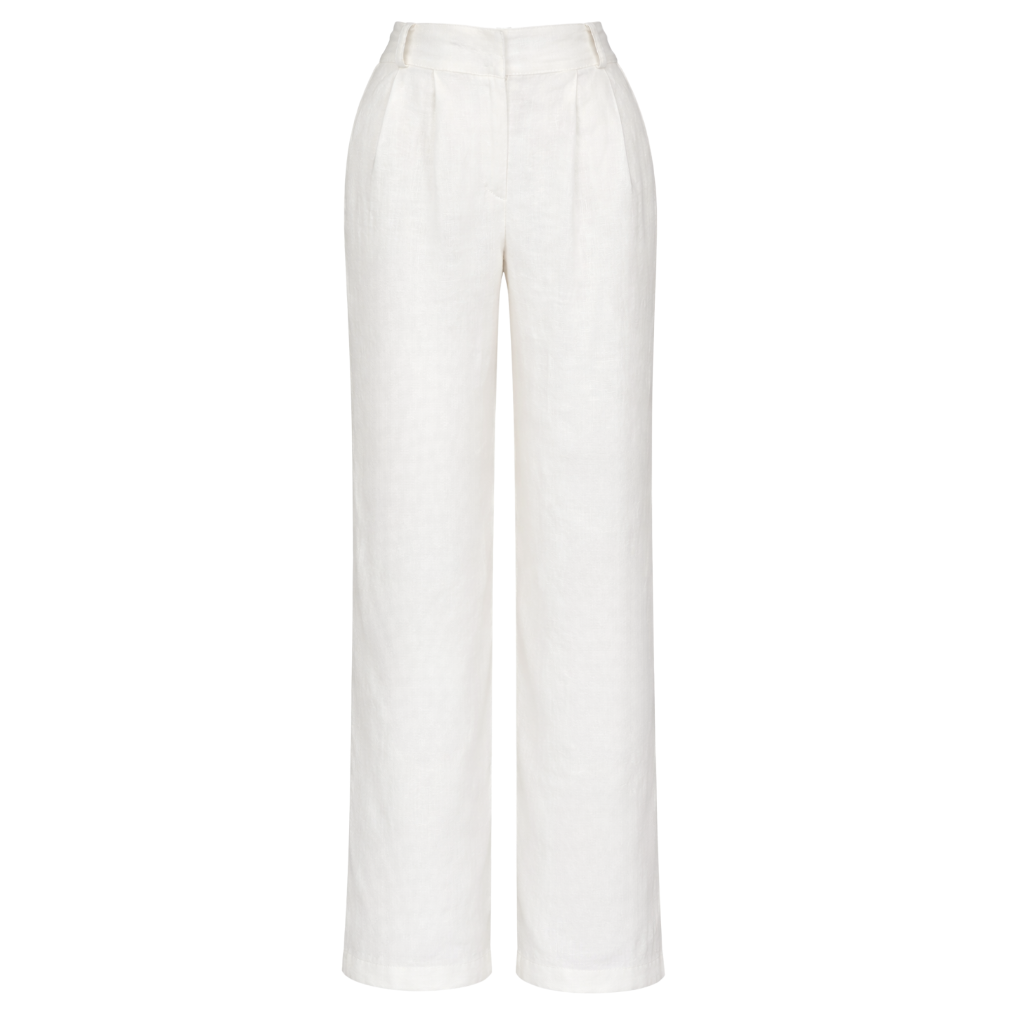 HIGH WAIST 100% LINEN TROUSERS WHITE