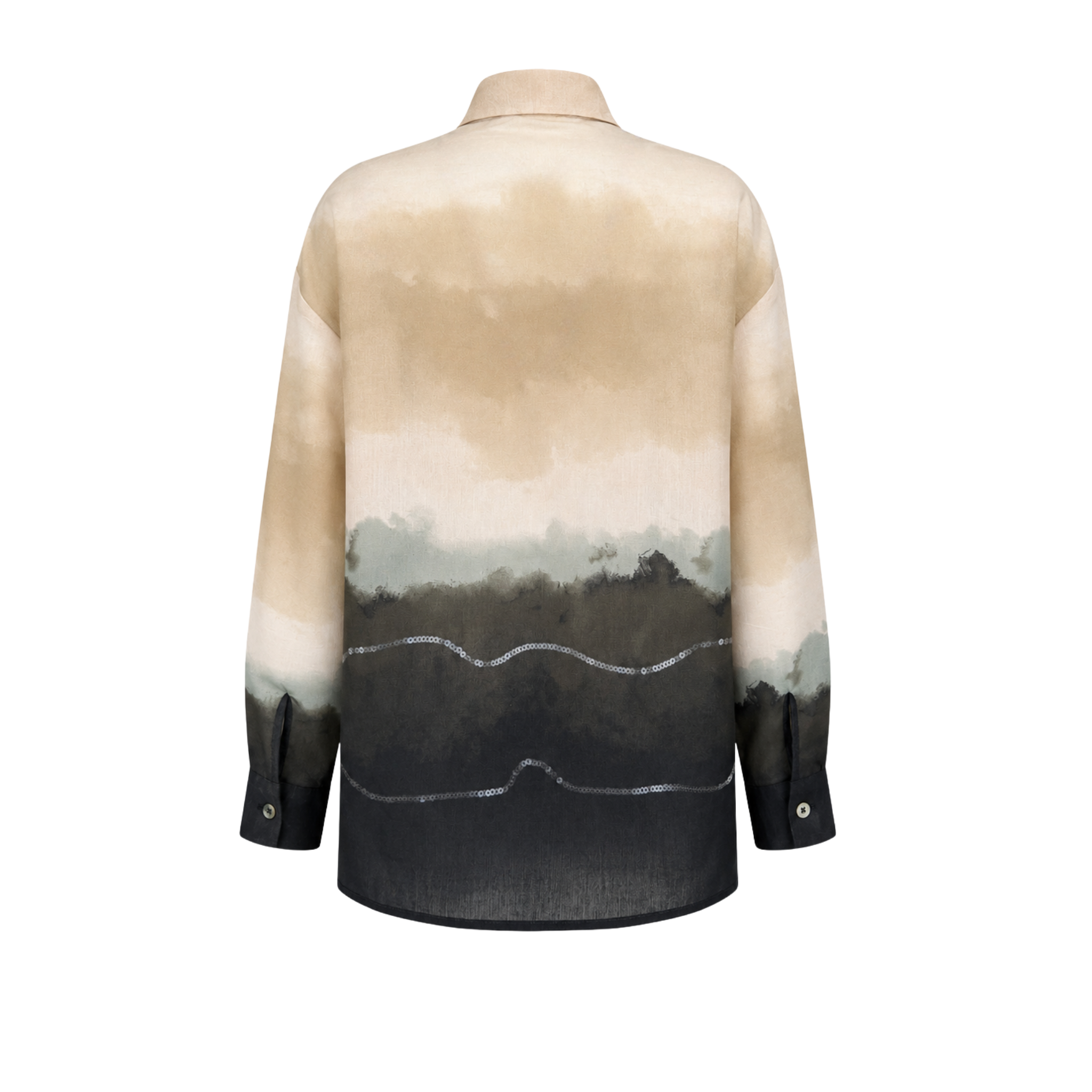 TIE-DYE PATTERN SEQUIN EMBROIDERY DETAIL SET BEIGE