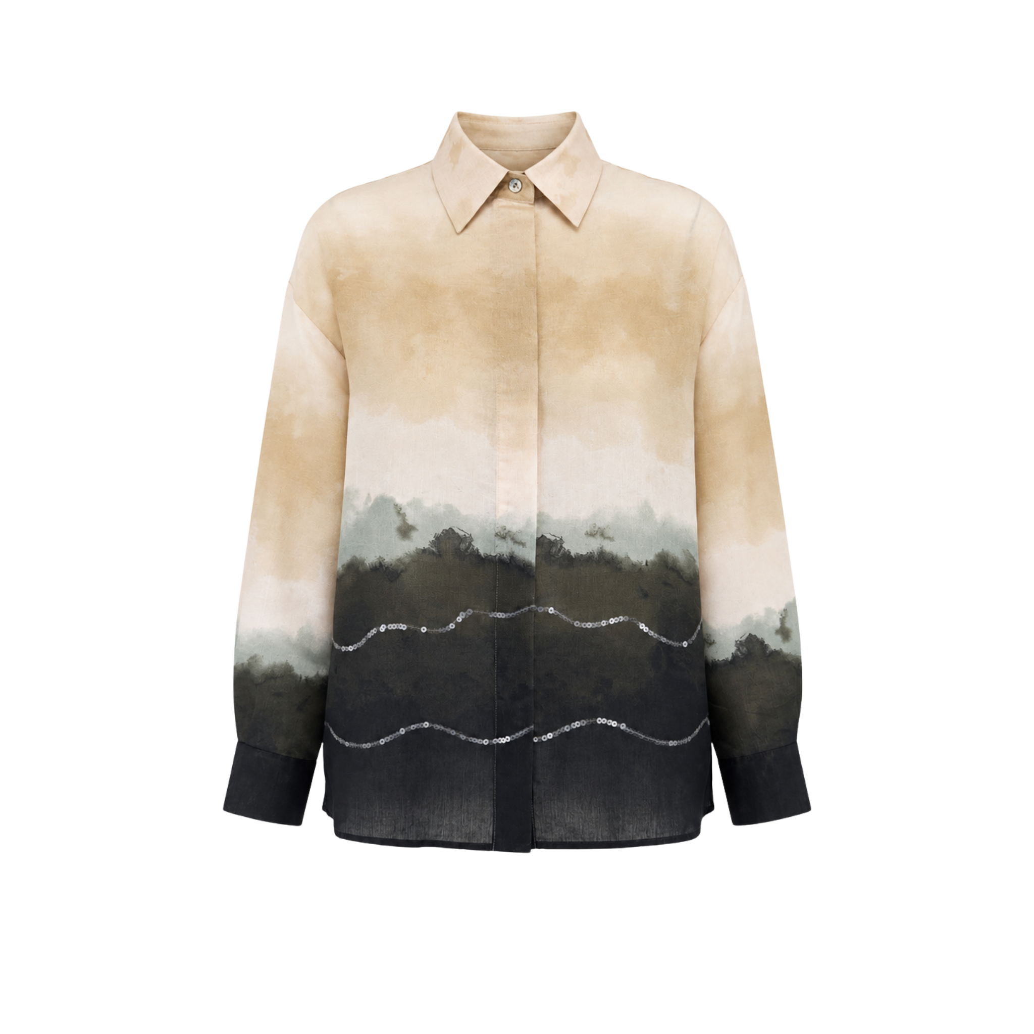 TIE-DYE PATTERN SEQUIN EMBROIDERY DETAIL SET BEIGE
