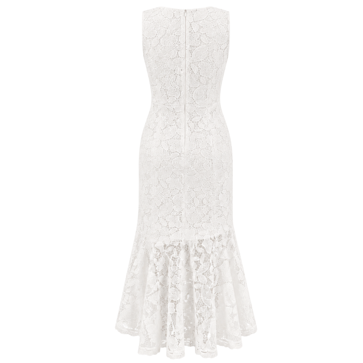 RUFFLED GUIPURE SKIRT DRESS WHITE
