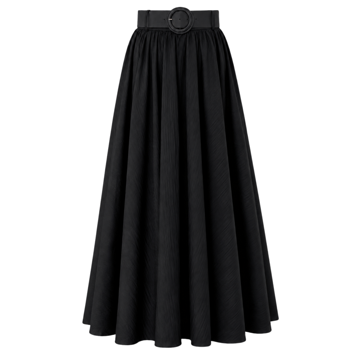 BELT DETAIL MAXI LENGTH A-LINE STYLE SKIRT BLACK