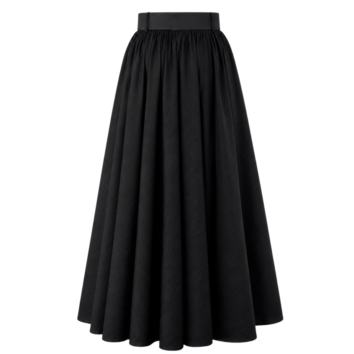 BELT DETAIL MAXI LENGTH A-LINE STYLE SKIRT BLACK