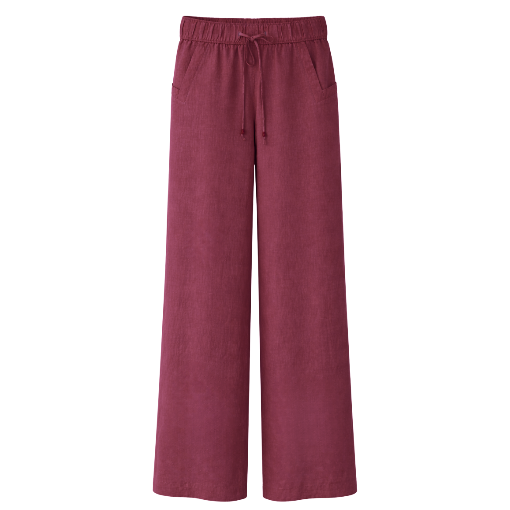 POCKET DETAIL 100% LINEN SET BURGUNDY