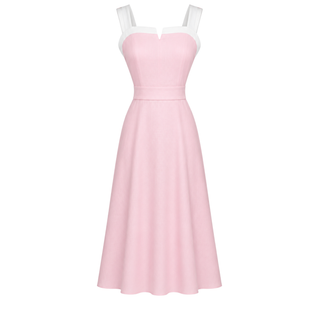 ASKILI KLOŞ MODEL KETEN ELBİSE PEMBE