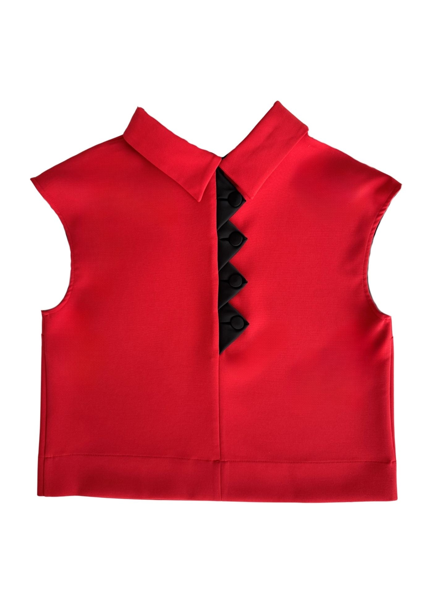 BACK DETAILED HIGH NECK BLOUSE RED