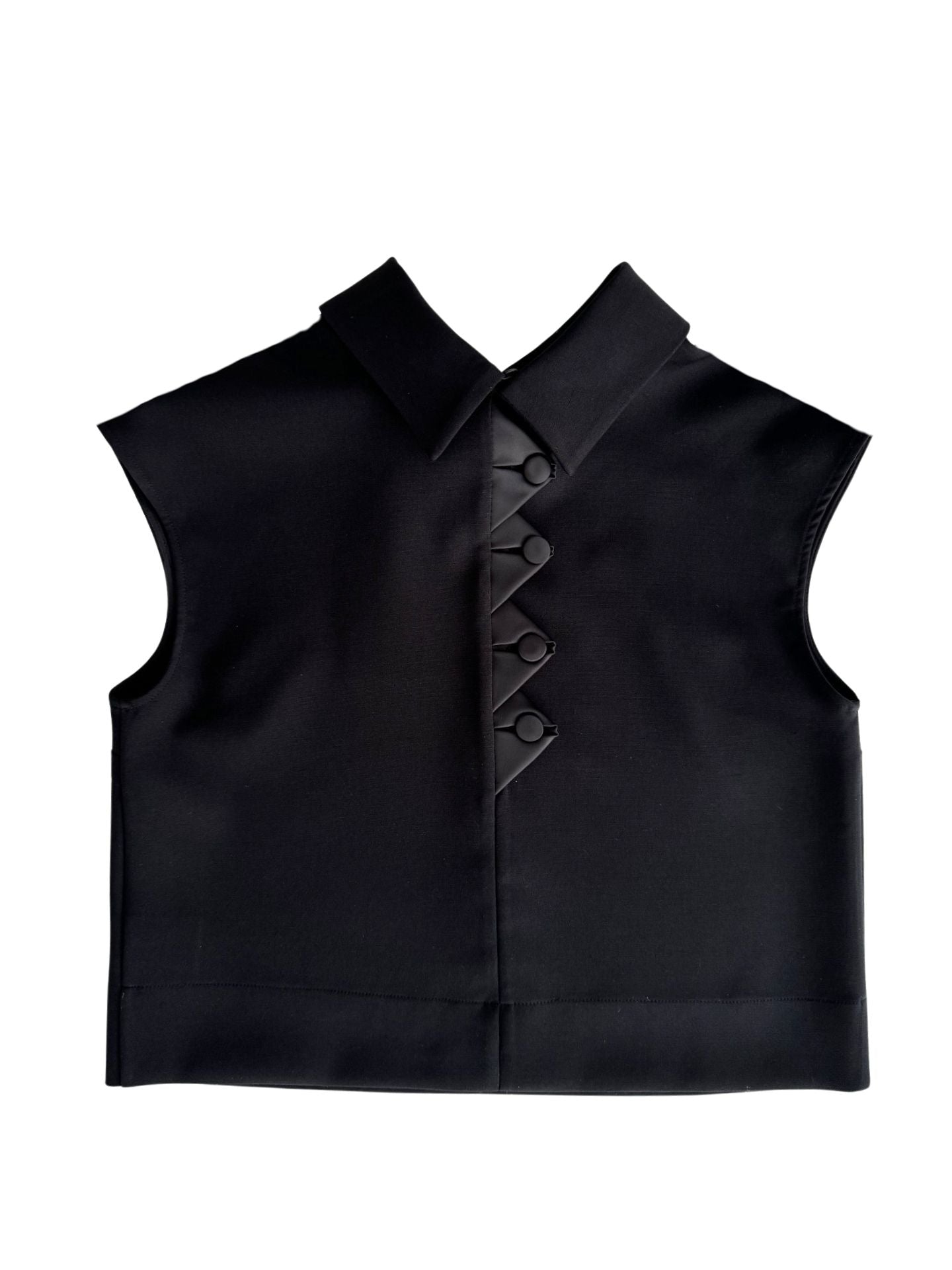 BACK DETAILED HIGH NECK BLOUSE BLACK