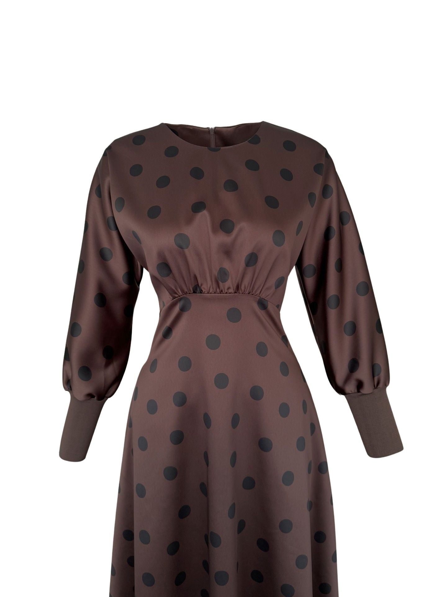 ALYA POLKA DOT DRESS BROWN