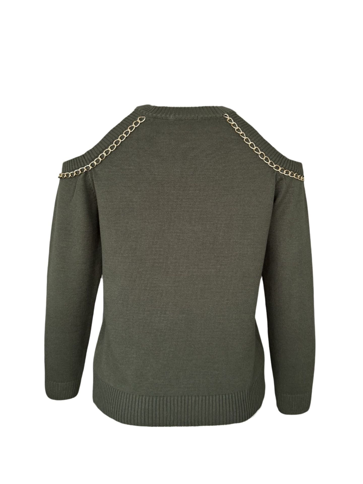 OFF-SHOULDER CHAIN DETAIL KNIT KHAKI