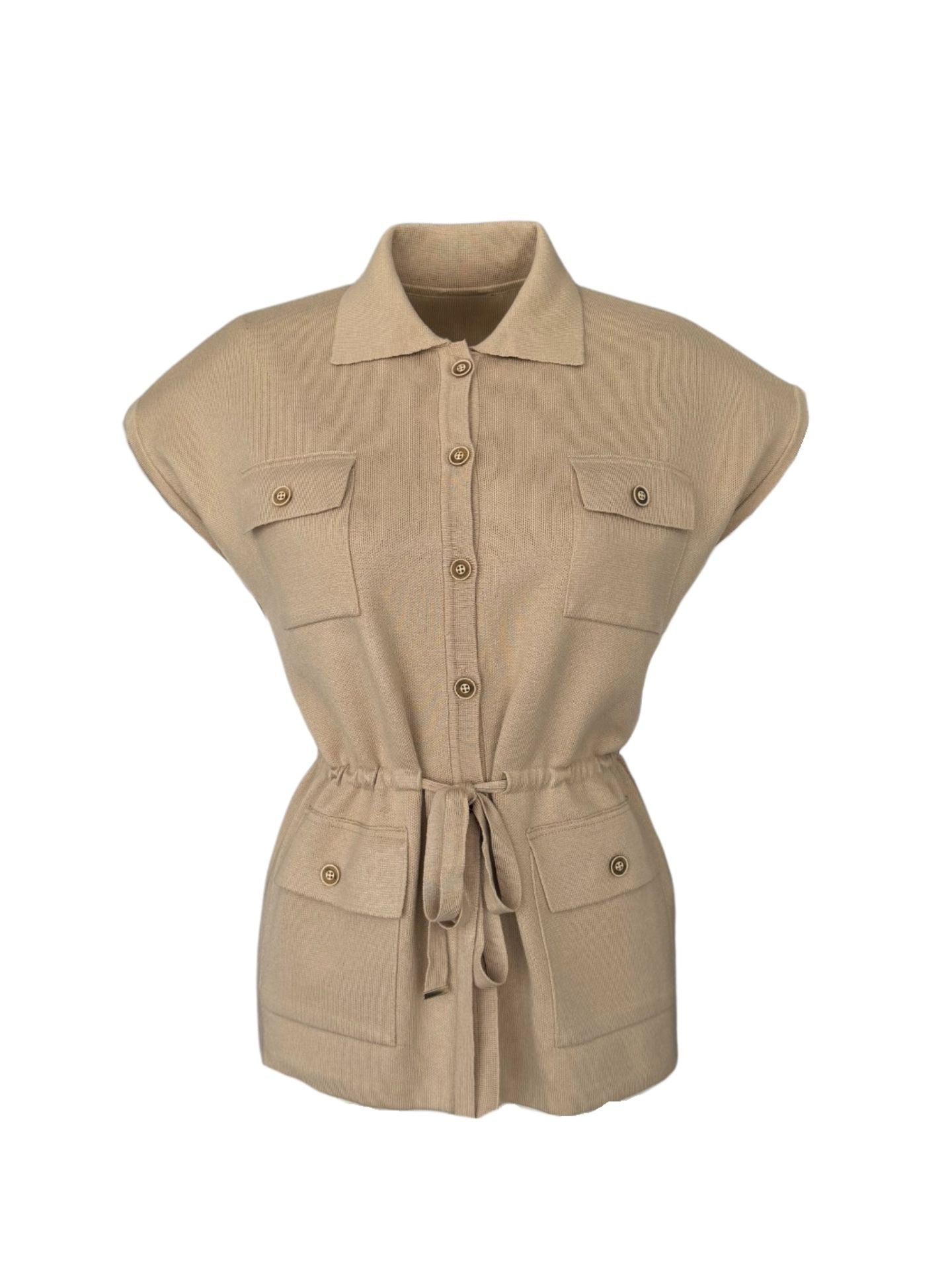 LESLY AT THE WAIST ADJUSTABLE KNITTED JACKET CAMEL