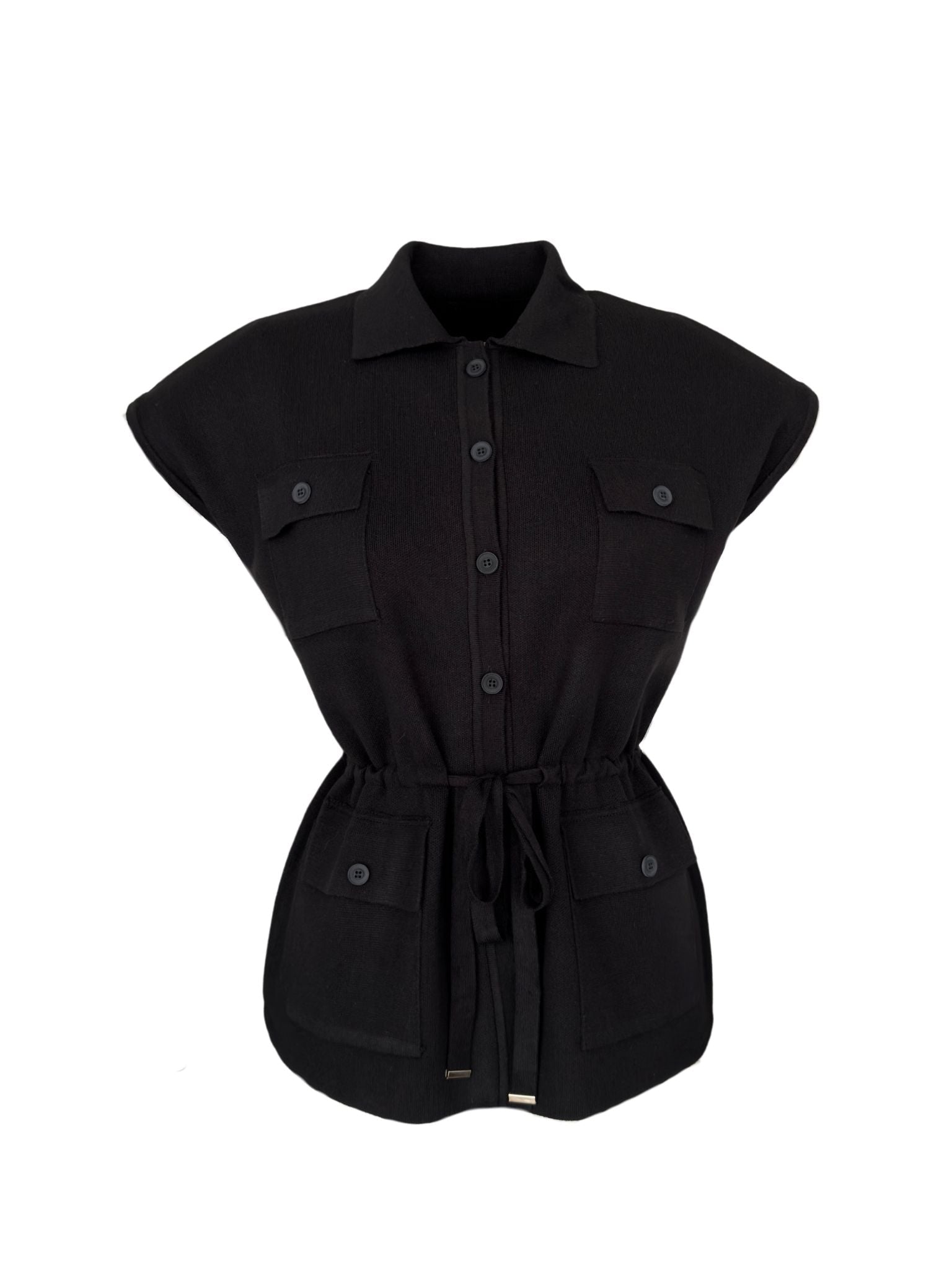 LESLY AT THE WAIST ADJUSTABLE KNITTED JACKET BLACK