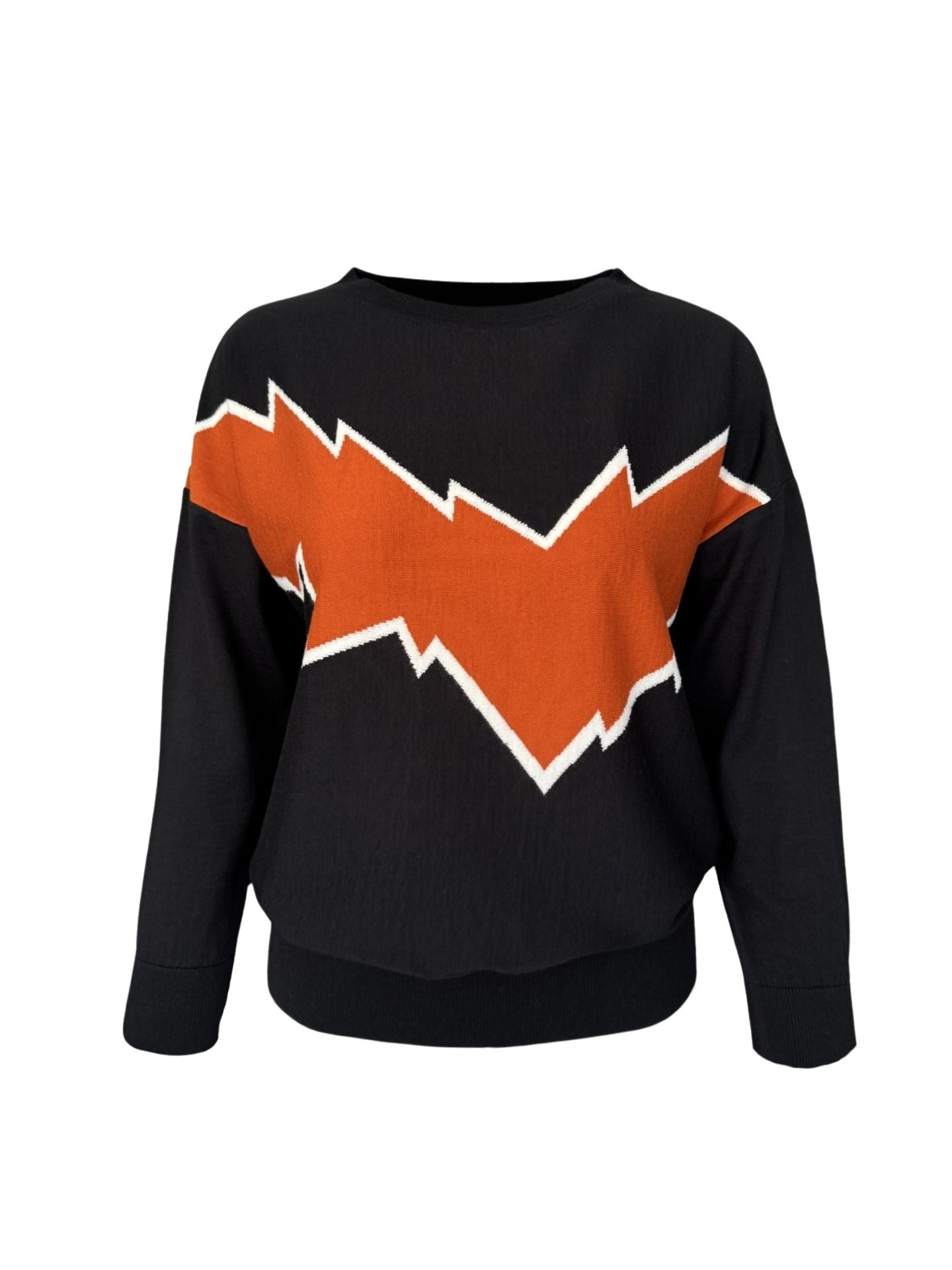 PATTERNED 50% MERINO WOOL SWEATER BLACK