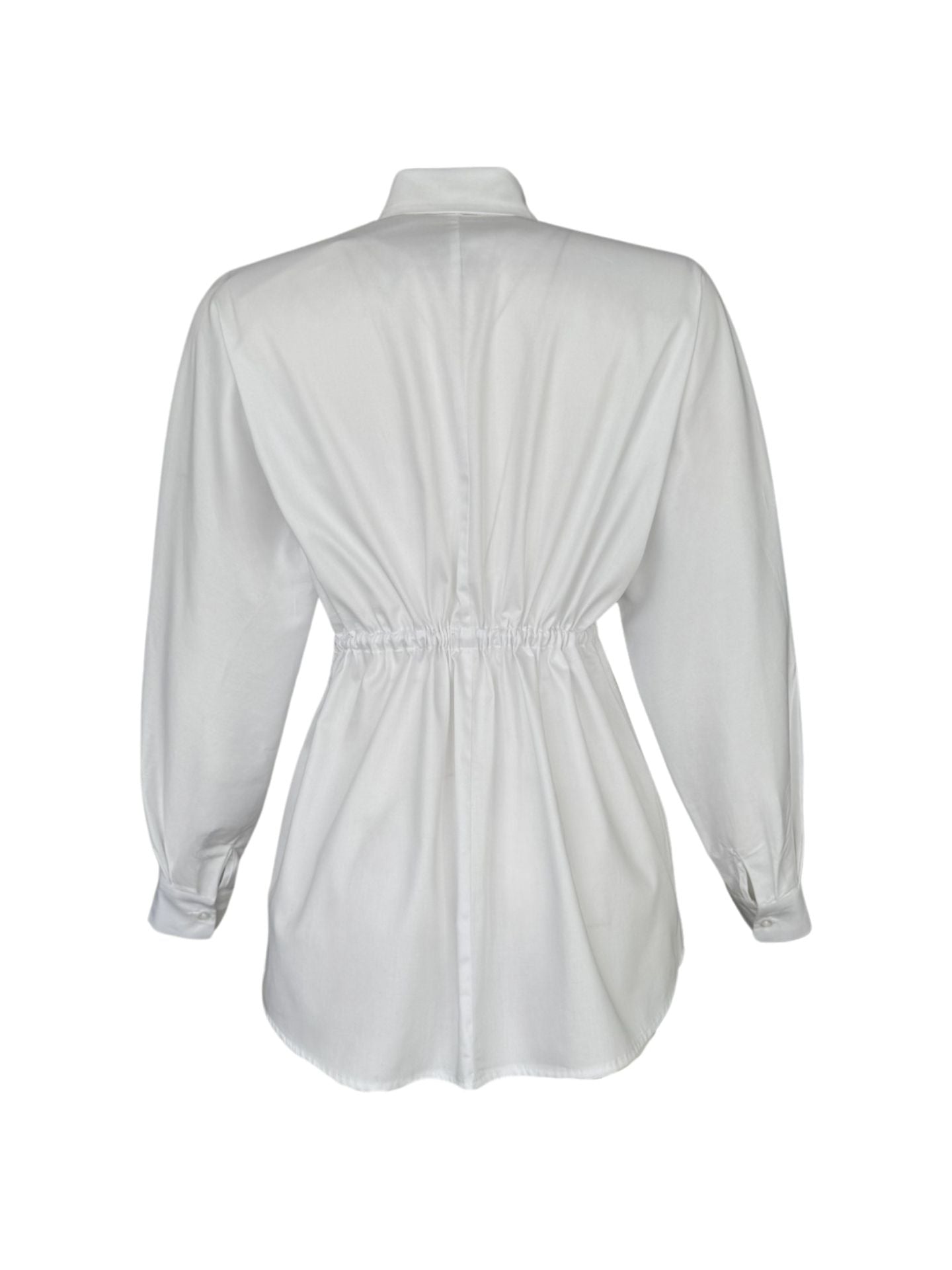 GATHERED POCKET WAIST DETAIL SHIRT WHITE