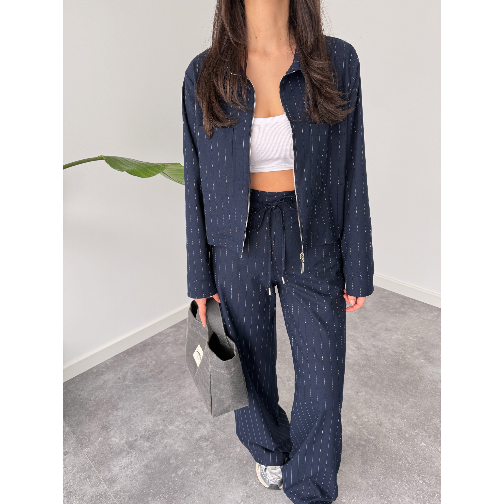 DORY ZIP DETAILED STRIPED JACKET NAVY