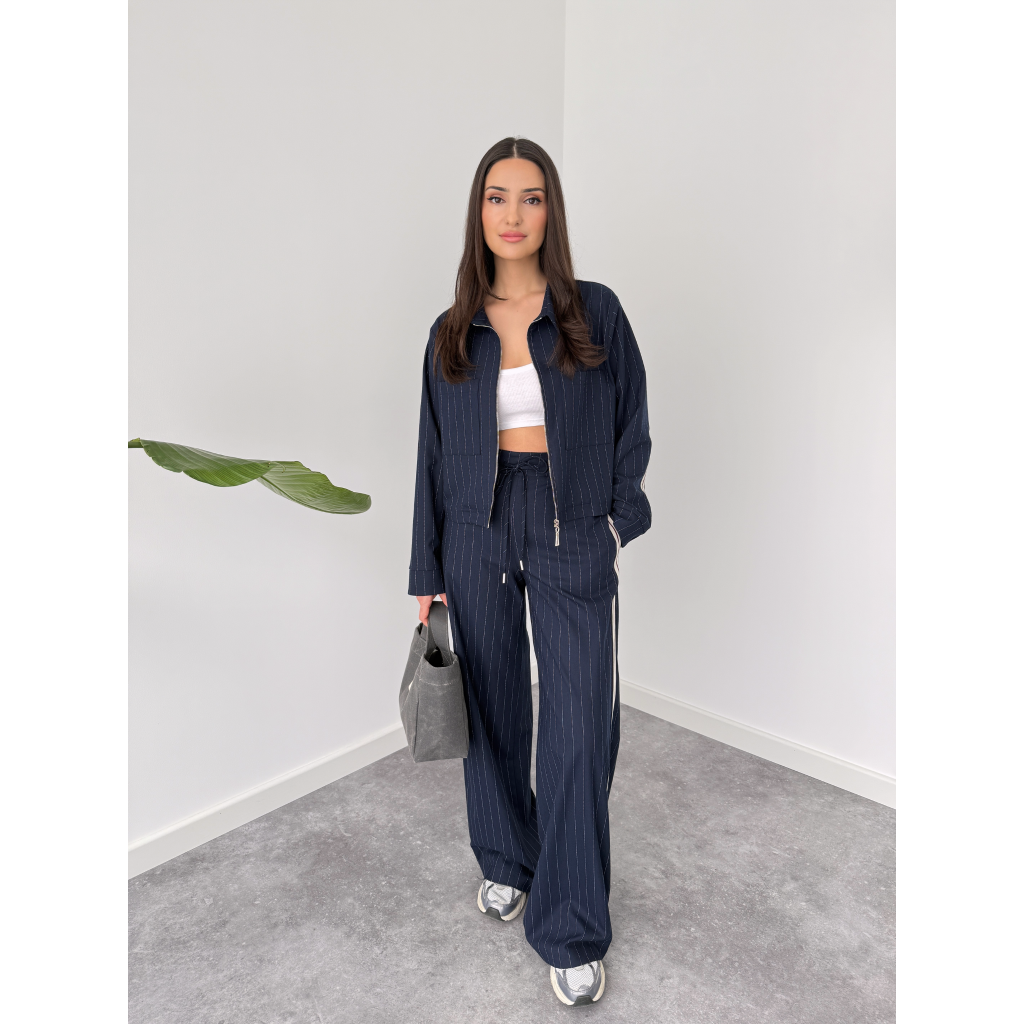 DORY ZIP DETAILED STRIPED JACKET NAVY