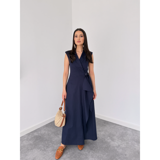 GINA KRUVAZE MODEL COTTON ELBİSE LACİVERT
