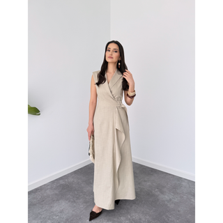 GINA KRUVAZE MODEL COTTON ELBİSE BEJ
