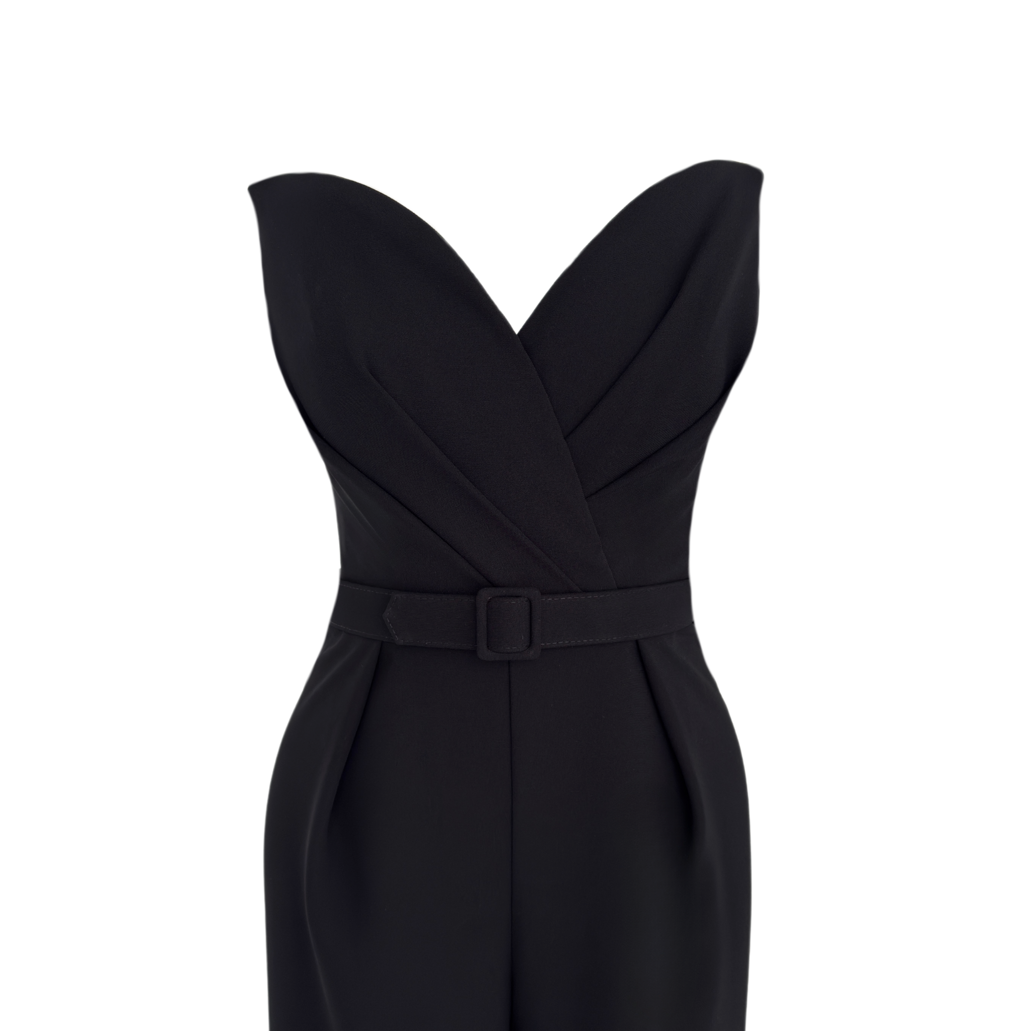 HEART COLLAR STRAPLESS JUMPSUIT BLACK