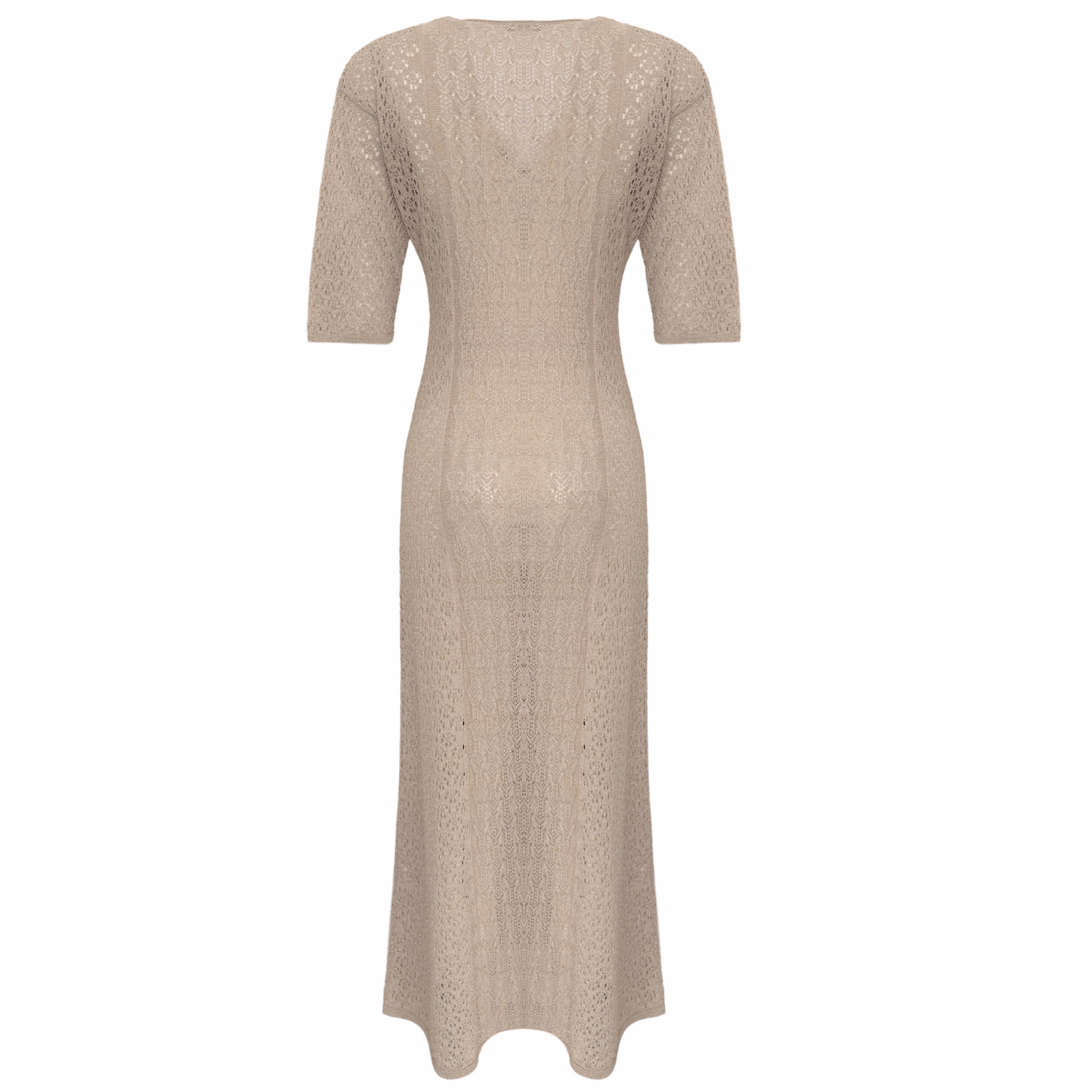 V-NECK SHORT SLEEVE MERCERISED KNIT DRESS