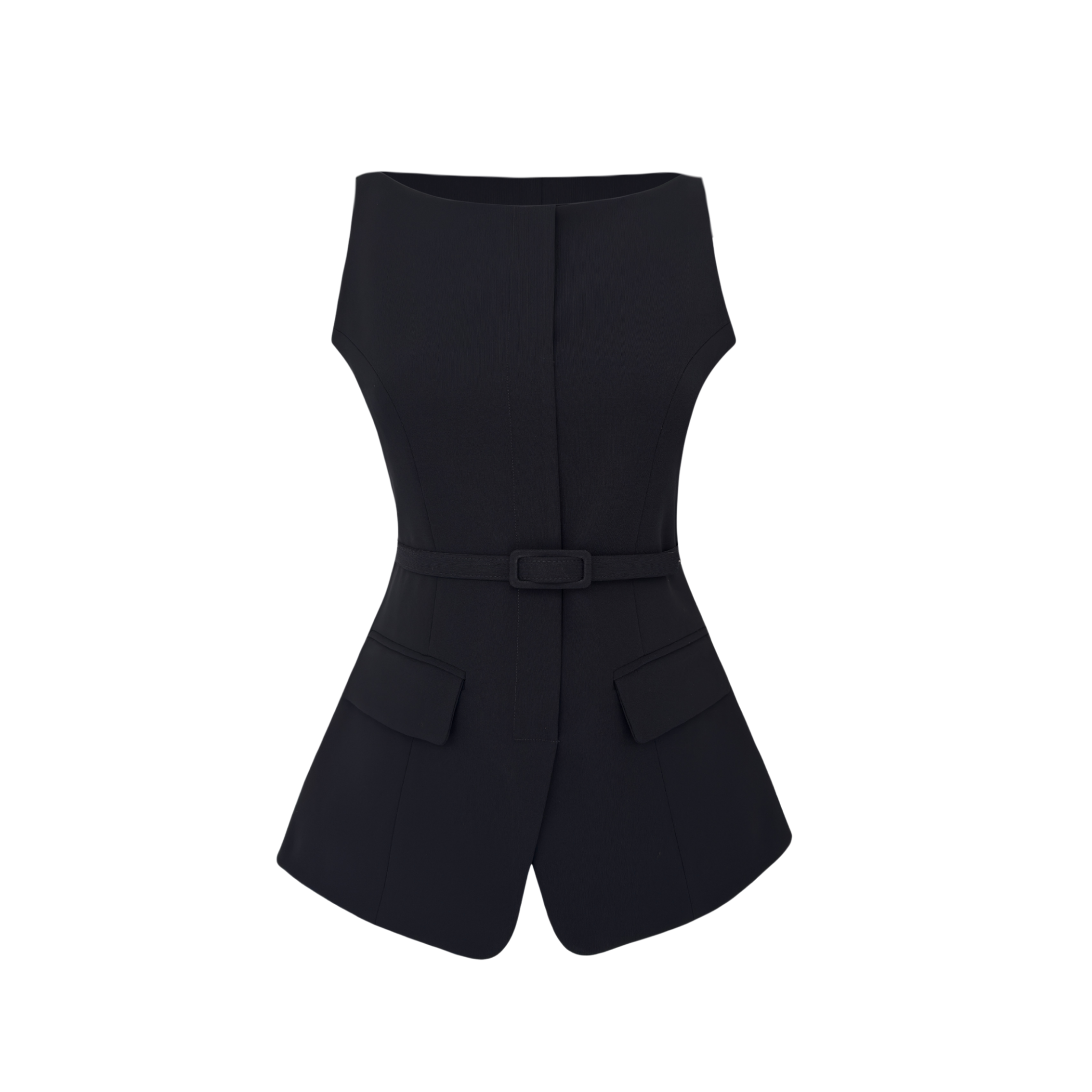 CASEY BELTED VEST BLACK