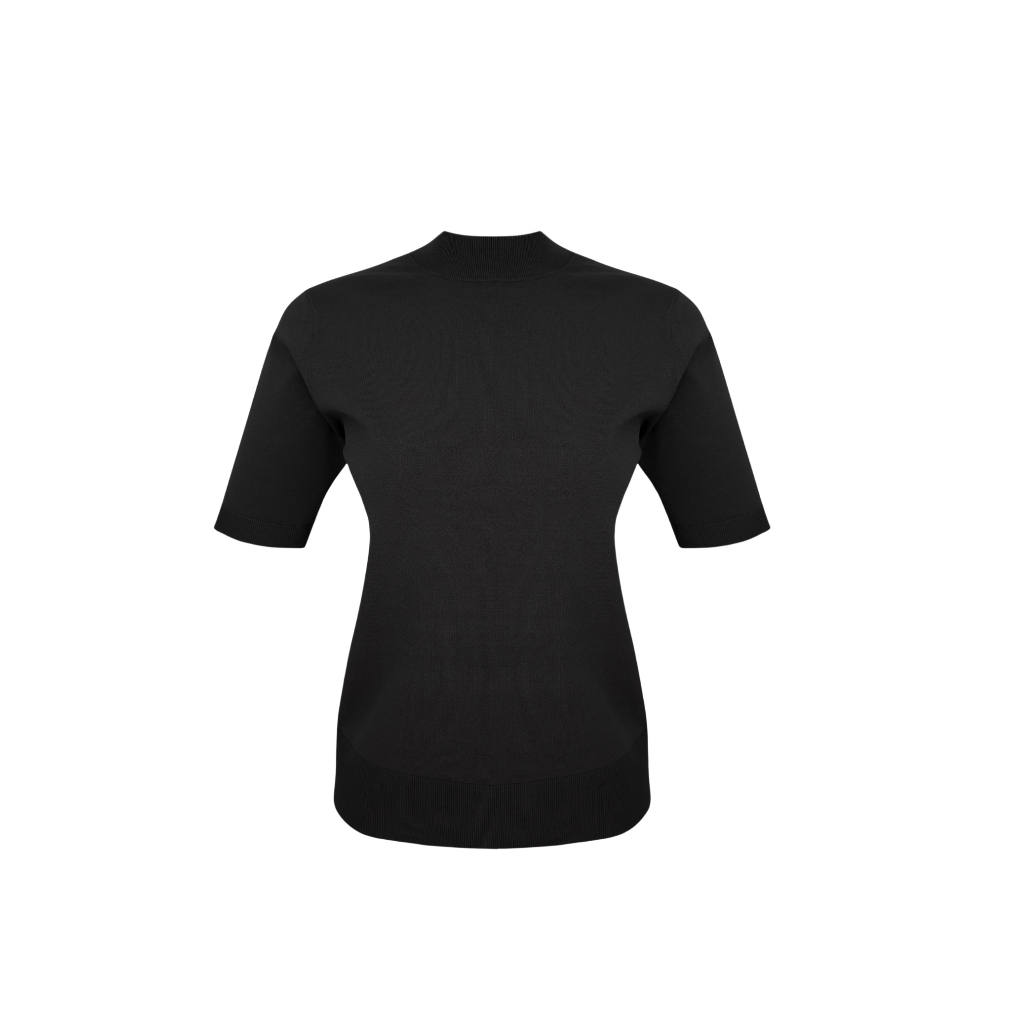 SHEER BACK DETAIL MERCERISED KNIT BLACK