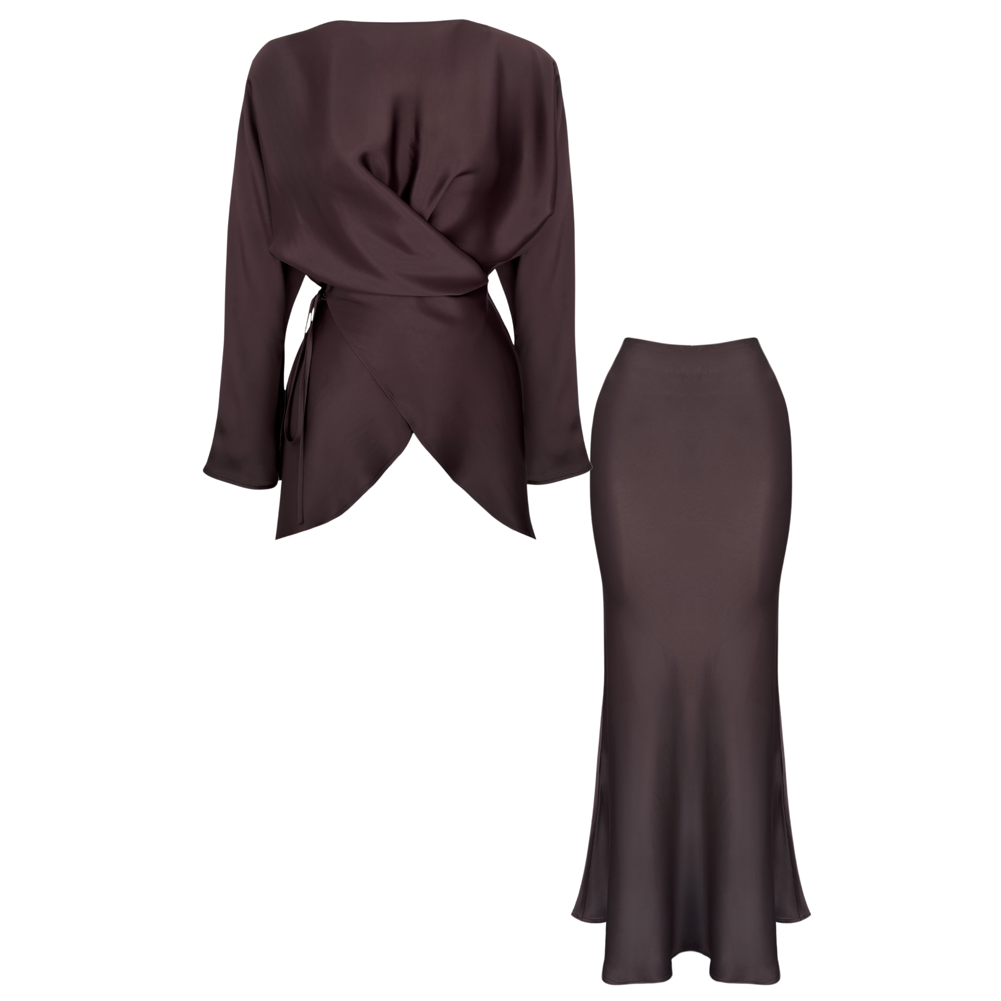 100% RAYON SATIN SHIMMER SET CHOCOLATE BROWN